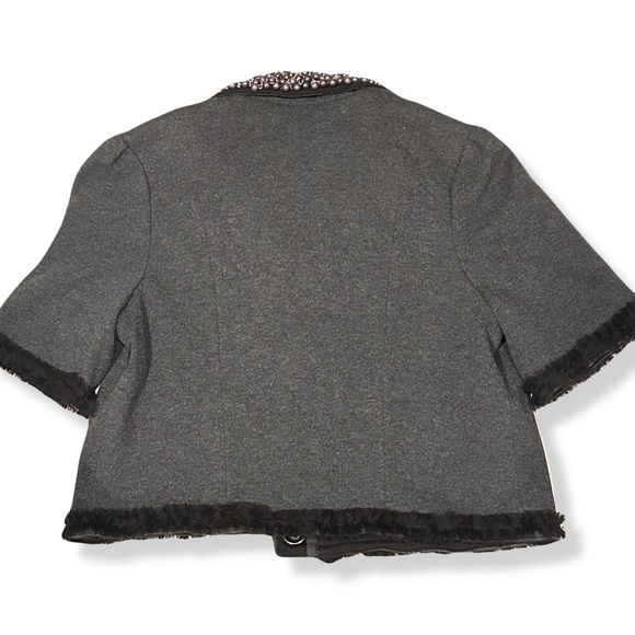 ANTHROPOLOGIE Twelve by Twelve Gray Pearl Embellished Jacket w Bows | NWT Small - Picture 5 of 9